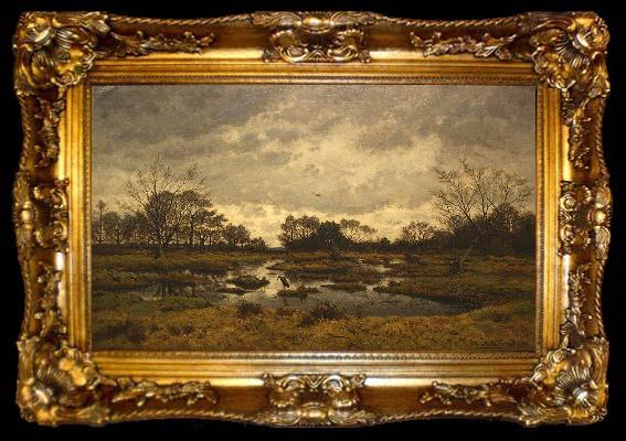 framed  Alphonse Asselbergs Un jour de mars a la mare aux fees. Fontainebleau 1876 - Maartse dag aan de feeenplas, ta009-2